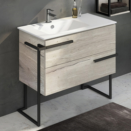 Тумба Comforty Дюссельдорф 90 дуб дымчатый с раковиной Comforty 9090EL - фото, отзывы, цена