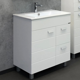 Тумба Comforty Модена М-75 белая с раковиной Quadro 75 - фото, отзывы, цена