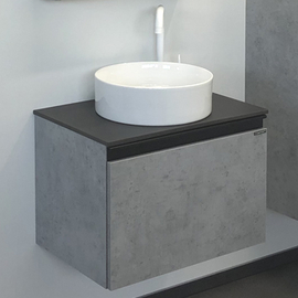 Тумба Comforty Эдинбург 60 бетон светлый с черной столешницей с раковиной Comforty 9111 - фото, отзывы, цена