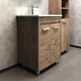 Тумба Comforty Марио-60 дуб темный с раковиной Quadro 60 - фото, отзывы, цена