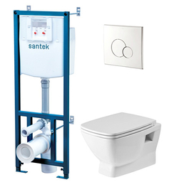Система инсталляции Santek 1.WH50.1.572 с унитазом Santek Нео rimless, сиденье микролифт, кнопка смыва хром - фото, отзывы, цена
