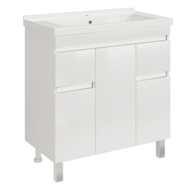 Тумба ASB-Mebel Тала 80-3.2 с раковиной Santek Миранда 80 напольная, белая - фото, отзывы, цена