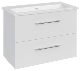 Тумба ASB-Woodline Альмира 75 с раковиной Santek Элина 75 подвесная, белая - фото, отзывы, цена