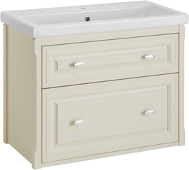 Тумба ASB-Woodline Кастелло 80 с раковиной Kirovit Фостер 80 подвесная, бежевая - фото, отзывы, цена