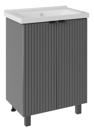 Тумба ASB-Mebel Дора 60 с раковиной Santek Миранда 60 напольная, серая - фото, отзывы, цена