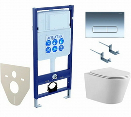Комплект Aquatek Вега SET AQUATEK ВЕГА cmp-016: инсталляция с унитазом ВЕГА AQ1904-00 с тонким сиденьем микролифт - фото, отзывы, цена