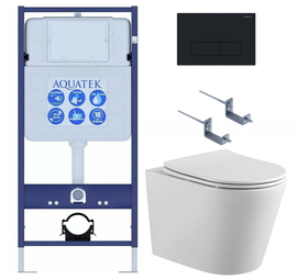 Комплект Aquatek Вега SET AQUATEK ВЕГА cmp-017: инсталляция с унитазом ВЕГА AQ1904-00 с тонким сиденьем микролифт - фото, отзывы, цена
