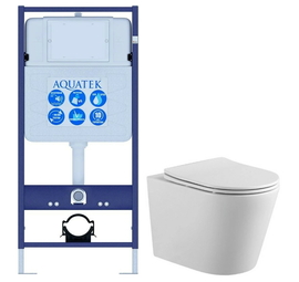 Комплект Aquatek Вега SET AQUATEK ВЕГА cmp: инсталляция с унитазом компакт ВЕГА AQ1904-00 с тонким сиденьем микролифт - фото, отзывы, цена