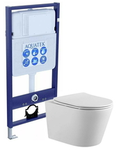 Комплект Aquatek Вега SET AQUATEK ВЕГА: инсталляция с унитазом ВЕГА AQ1905-00 с тонким сиденьем микролифт - фото, отзывы, цена