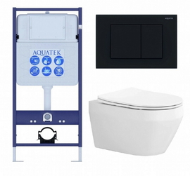 Комплект Aquatek Лея SET AQUATEK ЛЕЯ-012 4в1: инсталляция с унитазом ЛЕЯ AQ1199-00 с крышкой-сиденьем микролифт - фото, отзывы, цена