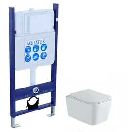 Комплект Aquatek Либра New SET AQUATEK ЛИБРА N-14 cm: инсталляция с унитазом ЛИБРА New компакт AQ1148N-00 с тонким сиденьем микролифт - фото, отзывы, цена