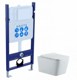 Комплект Aquatek Либра New SET AQUATEK ЛИБРА N-14: инсталляция с унитазом ЛИБРА New AQ0530N-00 с тонким сиденьем микролифт - фото, отзывы, цена