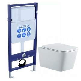 Комплект Aquatek Либра New SET AQUATEK ЛИБРА N: инсталляция с унитазом ЛИБРА New AQ0530N-00 с тонким сиденьем микролифт - фото, отзывы, цена