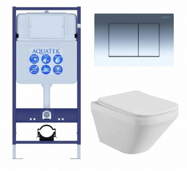 Комплект Aquatek Лира SET AQUATEK ЛИРА-010 4в1: инсталляция с унитазом ЛИРА AQ1155-00 с крышкой-сиденьем микролифт - фото, отзывы, цена