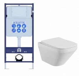 Комплект Aquatek Лира SET AQUATEK ЛИРА: инсталляция с унитазом ЛИРА AQ1155-00 с тонким сиденьем микролифт - фото, отзывы, цена