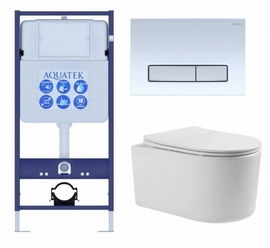 Комплект Aquatek Мия SET AQUATEK МИЯ 4в1: инсталляция с унитазом МИЯ AQ2004-00 с тонким сиденьем микролифт - фото, отзывы, цена