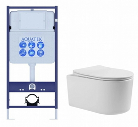 Комплект Aquatek Мия SET AQUATEK МИЯ: инсталляция с унитазом МИЯ AQ2004-00 с тонким сиденьем микролифт - фото, отзывы, цена