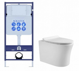 Комплект Aquatek Ника SET AQUATEK НИКА: инсталляция с унитазом НИКА AQ2009-00 с тонким сиденьем микролифт - фото, отзывы, цена