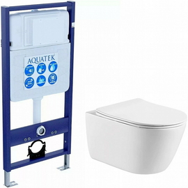 Комплект Aquatek Оберон SET AQUATEK ОБЕРОН T: инсталляция с унитазом ОБЕРОН AQ1365T-00 с тонким сиденьем микролифт - фото, отзывы, цена