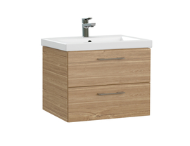 Тумба подвесная Cersanit Lara 60 с раковиной Como 60, орех - фото, отзывы, цена