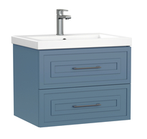 Тумба подвесная Cersanit Classic 60 с раковиной Como 60, голубая матовая - фото, отзывы, цена