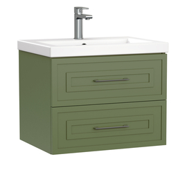 Тумба подвесная Cersanit Classic 60 с раковиной Como 60, зеленая матовая - фото, отзывы, цена