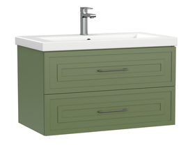 Тумба подвесная Cersanit Classic 80 с раковиной Como 80, зеленая матовая - фото, отзывы, цена