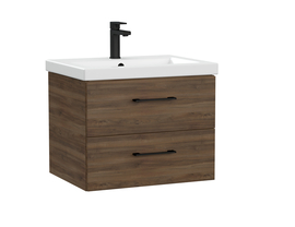 Тумба подвесная Cersanit Lara 60 с раковиной Como 60, орех табак - фото, отзывы, цена