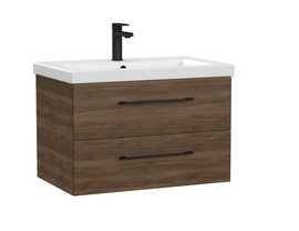 Тумба подвесная Cersanit Lara 70 с раковиной Como 70, орех табак - фото, отзывы, цена