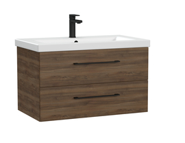 Тумба подвесная Cersanit Lara 80 с раковиной Como 80, орех табак - фото, отзывы, цена