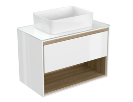 Тумба со столешницей Cersanit Louna 80 с раковиной Crea 50 Rectangular, 1 полка, 1 ящик - фото, отзывы, цена