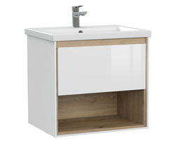 Тумба подвесная Cersanit Louna 60 с раковиной Como 60, белая - фото, отзывы, цена