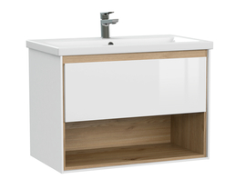 Тумба подвесная Cersanit Louna 80 с раковиной Como 80, белая - фото, отзывы, цена