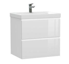 Тумба подвесная Cersanit Moduo 60 с раковиной Moduo Slim 60, узкая, белая - фото, отзывы, цена