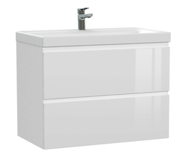 Тумба подвесная Cersanit Moduo 80 с раковиной Moduo Slim 80, узкая, белая - фото, отзывы, цена