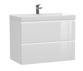 Тумба подвесная Cersanit Moduo 80 с раковиной Moduo 80, белая - фото, отзывы, цена