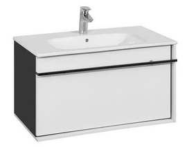 Тумба с раковиной Roca Aneto 80 7.8574.3.080.6 подвесная Белый глянец Черная - фото, отзывы, цена