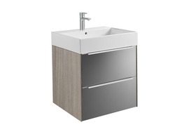 Тумба с раковиной Roca Inspira 600 х 500, темный дуб, зеркальный фасад, 851075403 - фото, отзывы, цена