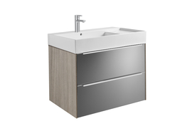 Тумба с раковиной Roca Inspira 800 х 500, темный дуб, зеркальный фасад, 851076403 - фото, отзывы, цена