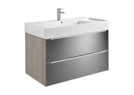 Тумба с раковиной Roca Inspira 1000 х 500, темный дуб, зеркальный фасад, 851077403 - фото, отзывы, цена