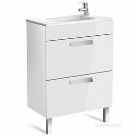 Тумба с раковиной Roca Debba 600мм, 2 ящика, белый, ZRU9302708 - фото, отзывы, цена