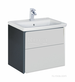 Тумба с раковиной Roca Ronda 600, раковина Roca The Gap Unik, антрацит/белый глянец, ZRU9302963 - фото, отзывы, цена