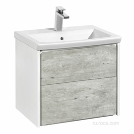 Тумба с раковиной Roca Ronda 600, раковина Roca The Gap Unik, бетон/белый глянец, ZRU9303002 - фото, отзывы, цена