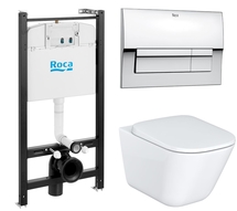 Инсталляция Roca Active WC + Унитаз Roca Gap CLEAN RIM безободковый c микролифтом (кнопка в комплекте) - фото, отзывы, цена