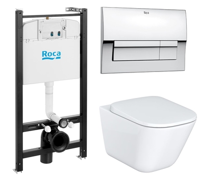 Инсталляция Roca Active WC + Унитаз Roca Gap CLEAN RIM безободковый c микролифтом (кнопка в комплекте) 893104100 - фото, отзывы, цена
