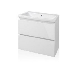 Тумба подвесная Style Line El Fante Даймонд 60 фасад СТЕКЛО и умывальник Комо 60 Люкс белая - фото, отзывы, цена