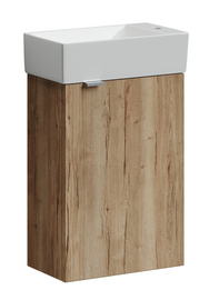 Тумба Sancos Mini 35 с раковиной Element 38, правая, подвесная, дуб галифакс натуральный - фото, отзывы, цена