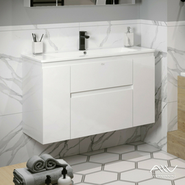 Тумба с раковиной Alavann Eva 100 белая - фото, отзывы, цена