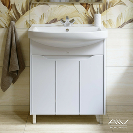 Тумба с раковиной Alavann Crystal 75 белая - фото, отзывы, цена